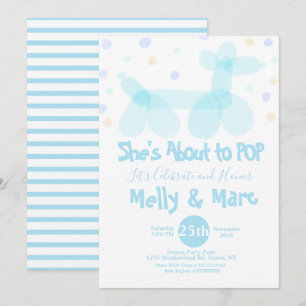 Balloon Animals Watercolor Baby Shower Invitation