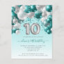 Balloon Arch Teal Silver 10th Birthday Party Postcard