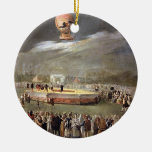 Balloon Ascension in the Gardens of Aranjuez, c.17 Ceramic Ornament