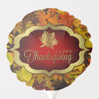 Balloon - Autumnal Happy Thanksgiving - Maple Leaf