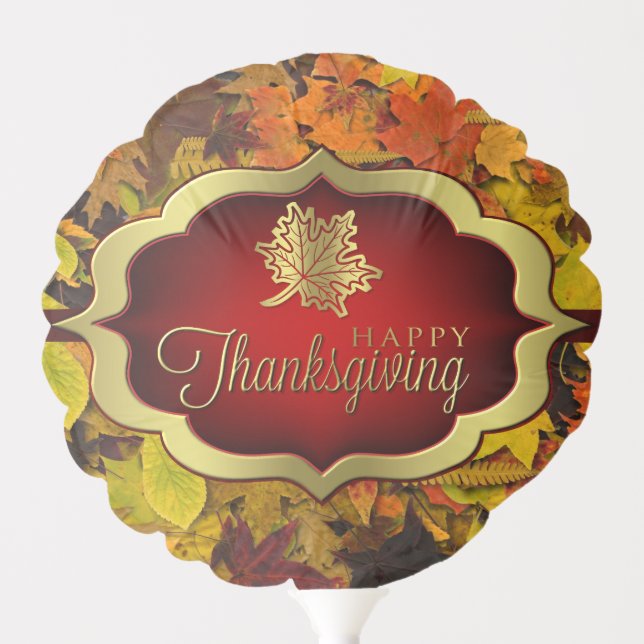 Balloon - Autumnal Happy Thanksgiving - Maple Leaf (Front)