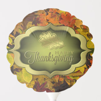 Balloon - Autumnal Happy Thanksgiving - Oak Leaf