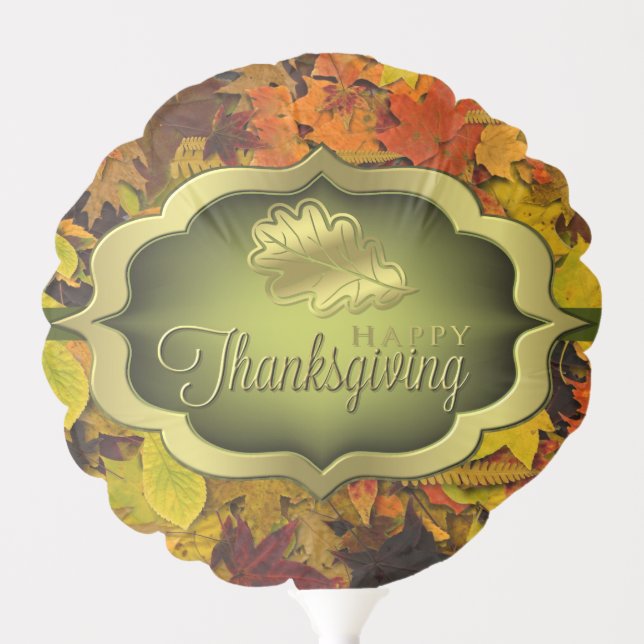 Balloon - Autumnal Happy Thanksgiving - Oak Leaf (Front)