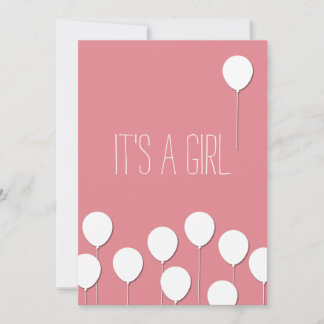Balloon Baby Girl Invitation