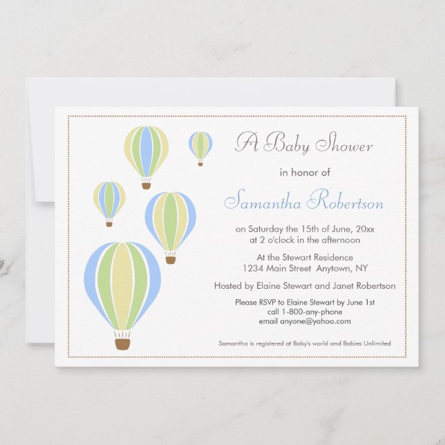 Balloon Baby Shower Invitation (Front)