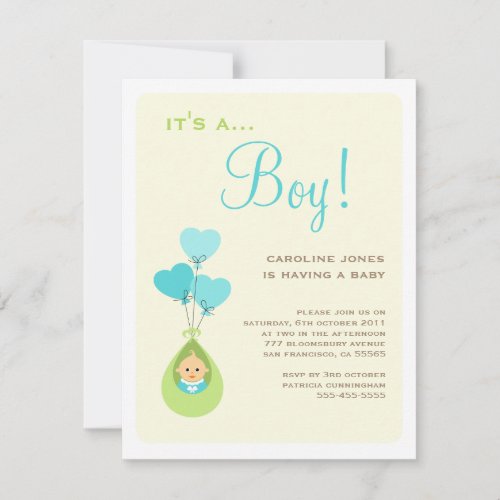 Balloon Baby Shower Invitation Boy