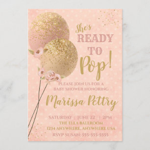 Balloon Baby shower ready to pop rose gold Invitation