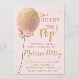 Balloon Baby shower ready to pop rose gold Invitation