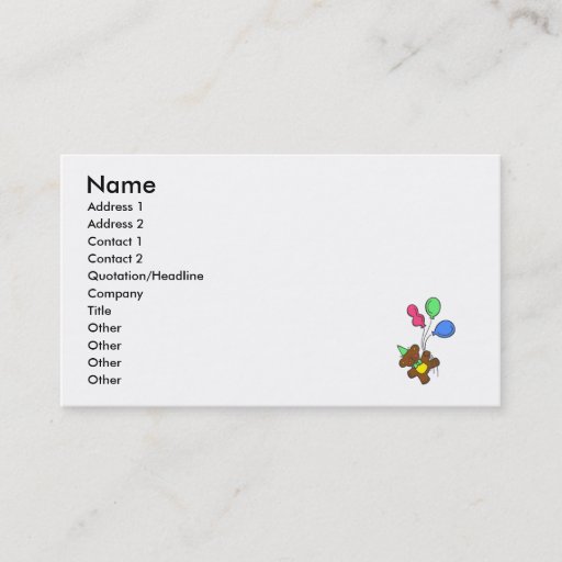 Customizable Balloon Bear Business Cards