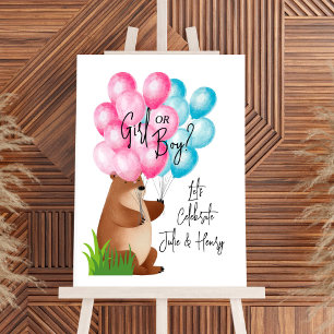 Balloon Bear Gender Reveal Party Foam Board