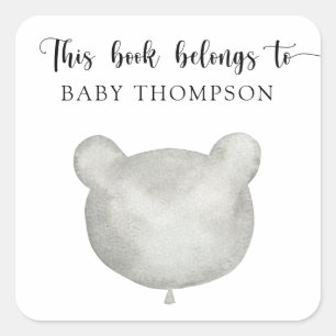 Balloon bear - this book belongs to square sticker