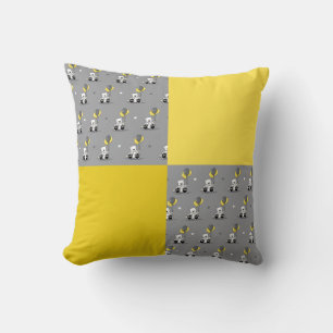 Balloon Bears Yellow and Gray Throw Pillow