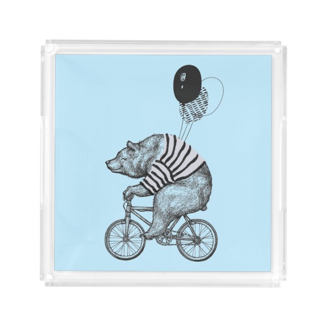 Balloon Bicycle Bear Acrylic Tray (Front)