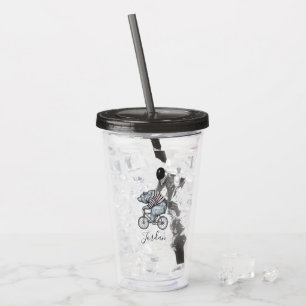 Balloon Bicycle Bear Add Your Name Acrylic Tumbler