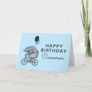 Balloon Bicycle Bear | Add Your Name Card
