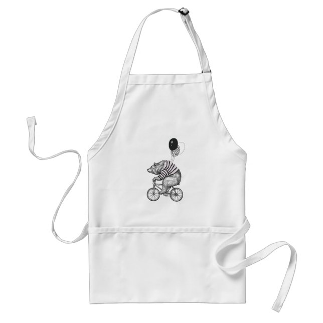 Balloon Bicycle Bear Adult Apron (Front)