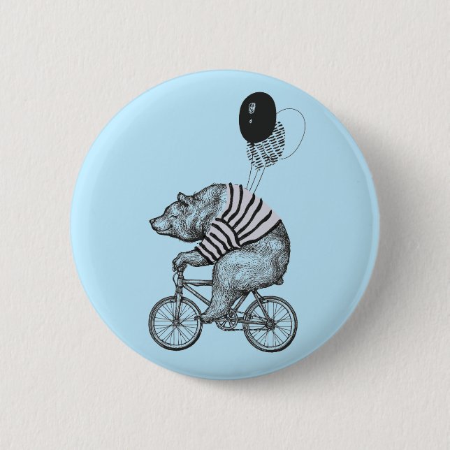 Balloon Bicycle Bear Button (Front)