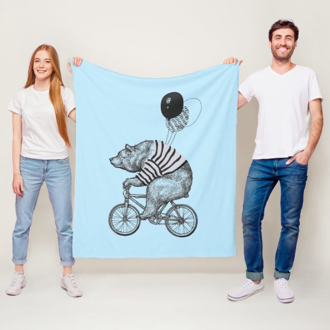 Balloon Bicycle Bear Fleece Blanket (In Situ)