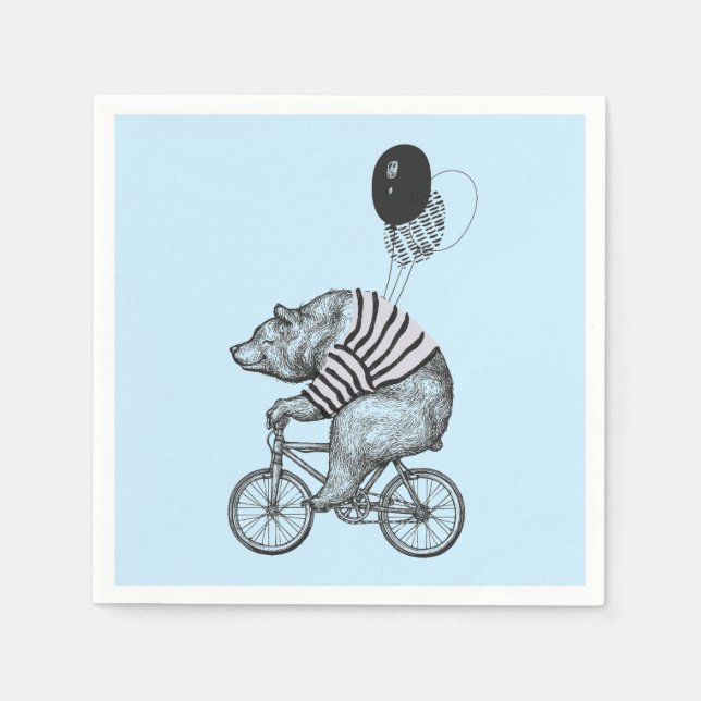 Balloon Bicycle Bear Napkins (Front)