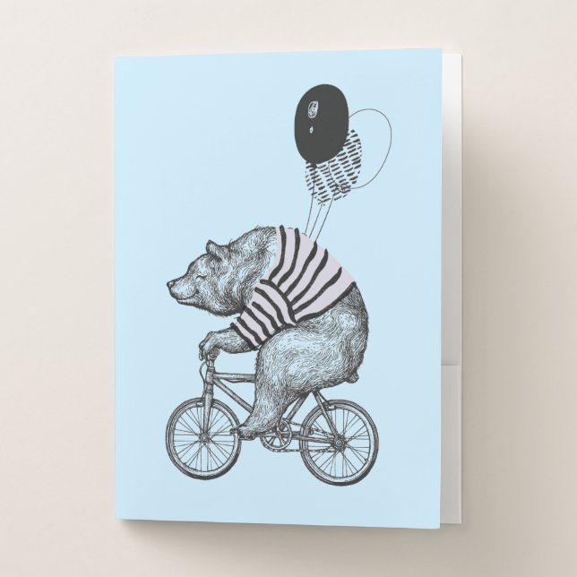 Balloon Bicycle Bear Pocket Folder (Front)