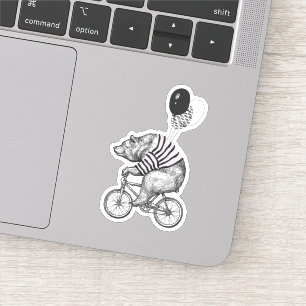 Balloon Bicycle Bear Sticker