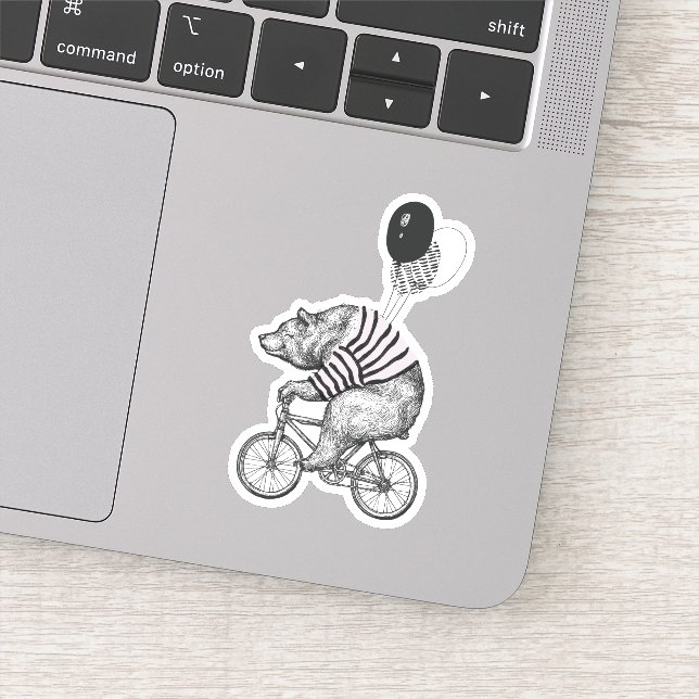 Balloon Bicycle Bear Sticker (Detail)