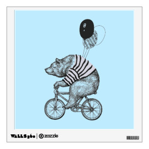 Balloon Bicycle Bear Wall Decal