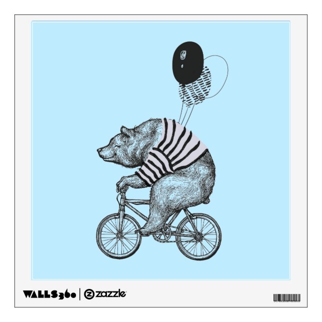 Balloon Bicycle Bear Wall Decal (Front)