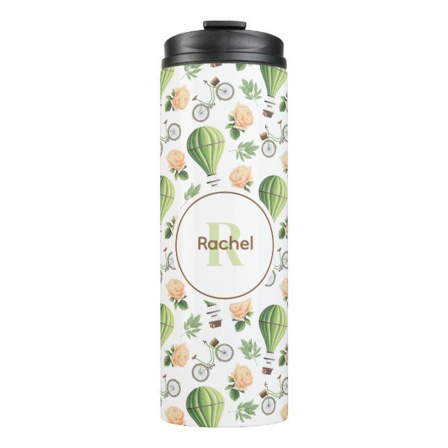 Balloon & Bicycle Girlie Pattern Personalized Thermal Tumbler (Front)