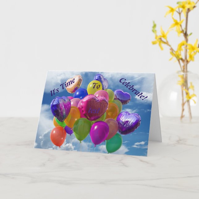 Balloon Birthday Card (Yellow Flower)