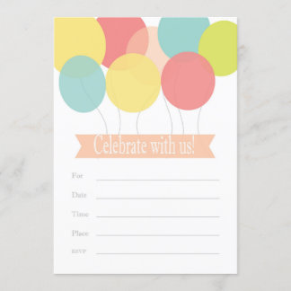 Balloon birthday Invitation