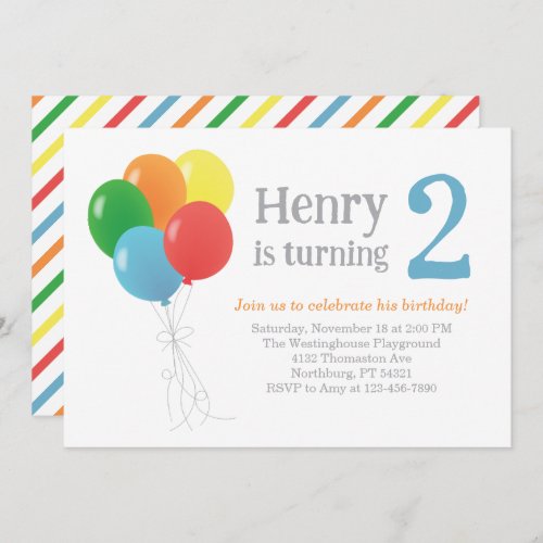 Balloon Birthday Invitation for Classic Party