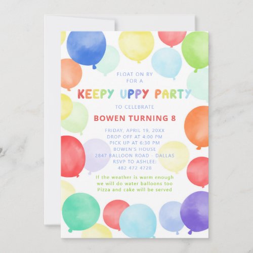 Balloon Birthday Invitation _ Keep Uppy Party