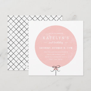 Balloon Birthday Invitation - Peach