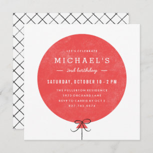 Balloon Birthday Invitation - Red