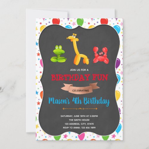 Balloon birthday party invitation