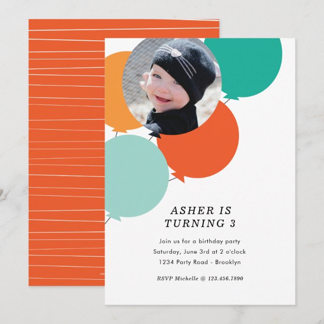 Balloon Birthday Party Invite (Front/Back)