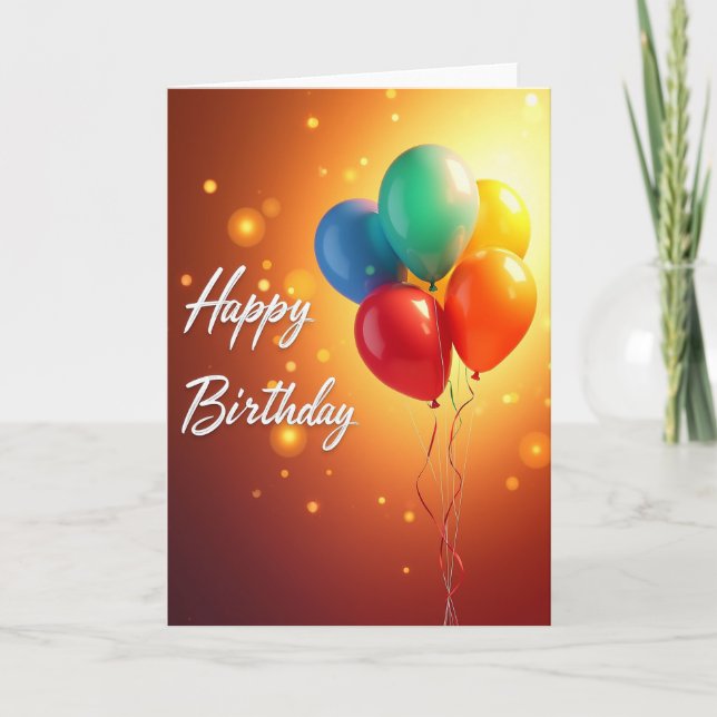 Balloon Birthday Shimmer Card (Front)