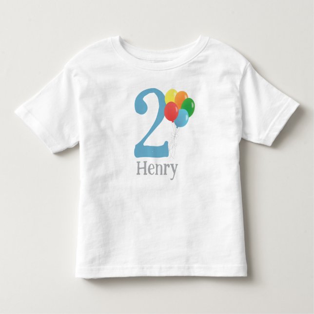 Balloon Birthday Shirt with Age for Kids (Front)