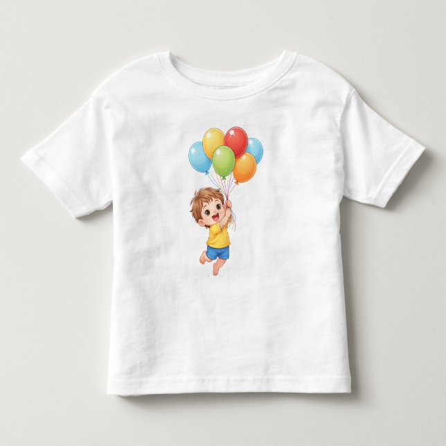 Balloon Birthday Toddler T-Shirt – Happy Little Ki (Front)