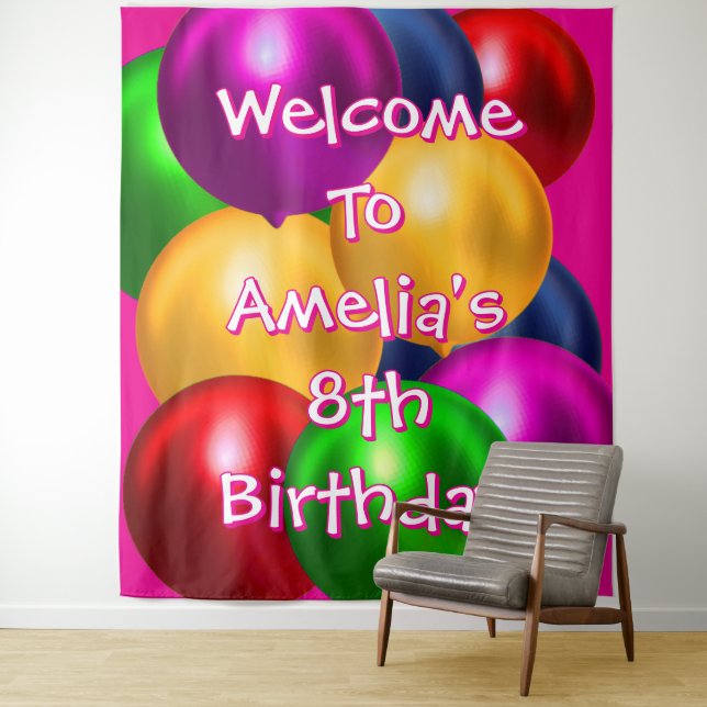 Balloon Birthday Welcome Tapestry (In Situ)