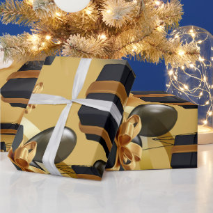 Balloon Black & Gold Gift Box Matte Wrapping Paper