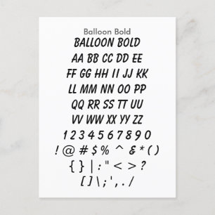 Balloon Bold - Zazzle Font Sampler Sheet Postcard