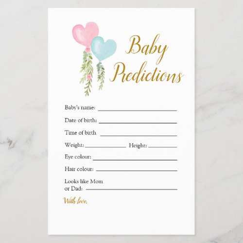 Balloon Boy or Girl Gender Reveal Baby Predictions