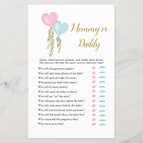 Balloon Boy or Girl Gender Reveal Mommy or Daddy