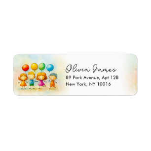 Balloon Buddies Bash Boy 1st Birthday Label