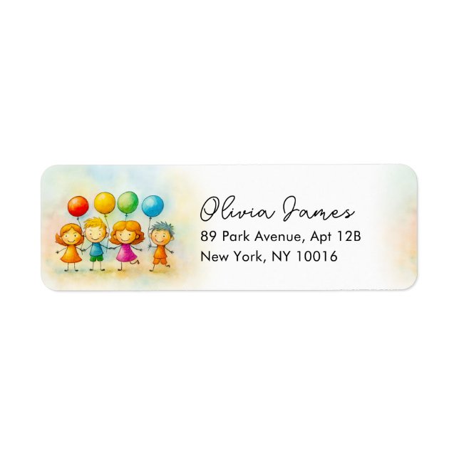  Balloon Buddies Bash Boy 1st Birthday Label (Front)