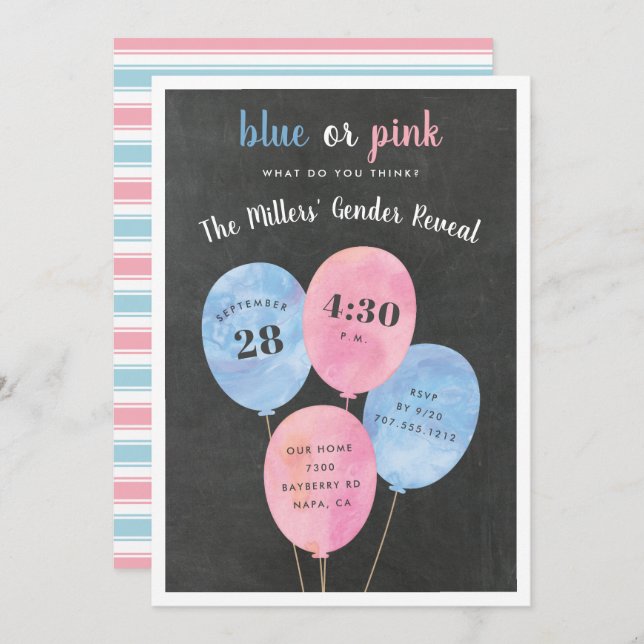 Balloon Bunch | Gender Reveal Party Invitation (Front/Back)