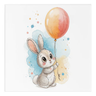 Balloon Bunny Dreams: A Whimsical Waterco Wall Art