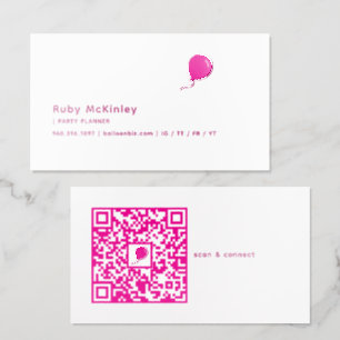Balloon Business Logo QR Code Foil Spot Gloss Business Cards